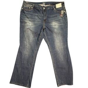 Plus Size Bootcut Jeans Women 30W Dark Wash Embellished Pockets & Rhinestones